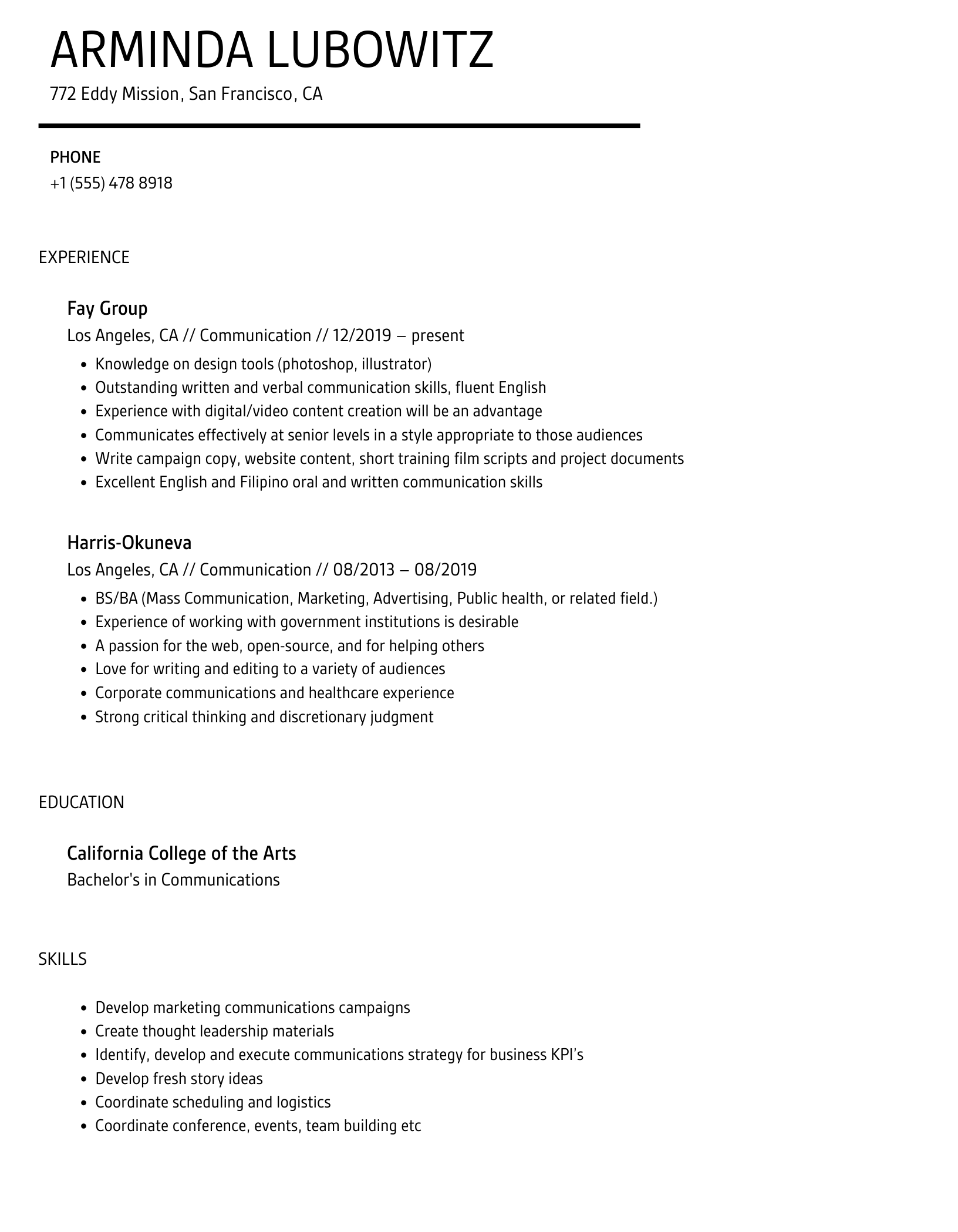 written communication skills examples