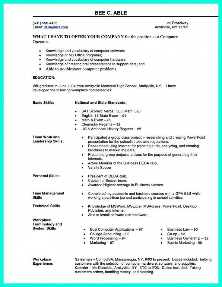 computer skills examples